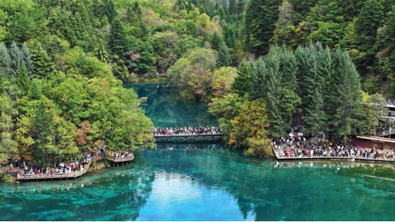 九寨沟:满山彩林如画 美景宛若人间仙境